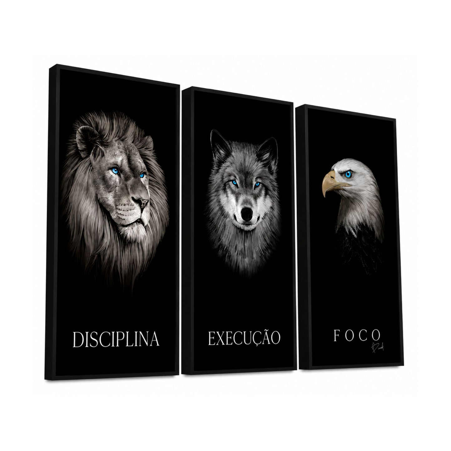 Quadro Disciplina, Execução e Foco 3 Peças
