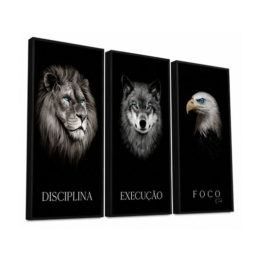 Quadro Disciplina, Execução e Foco 3 Peças