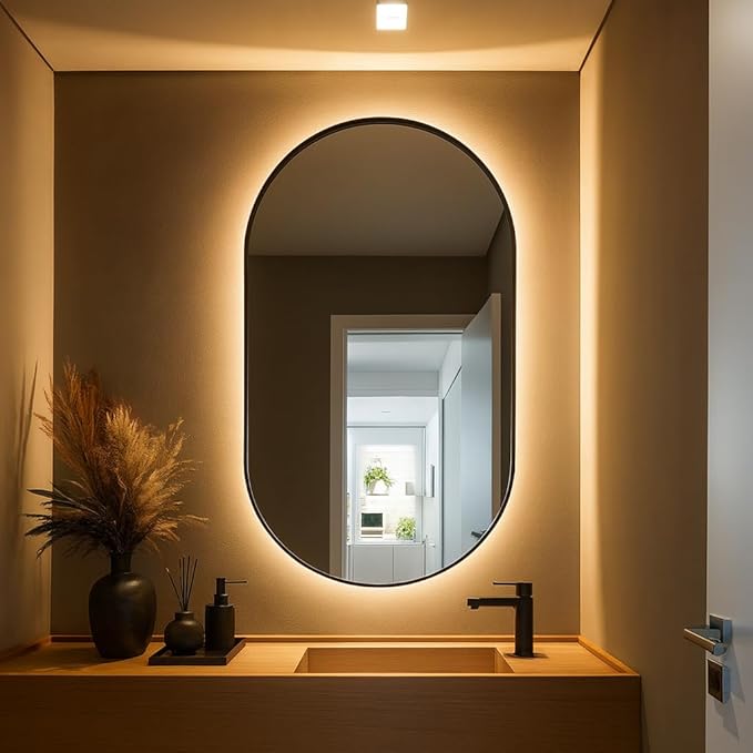 espelho oval com Led