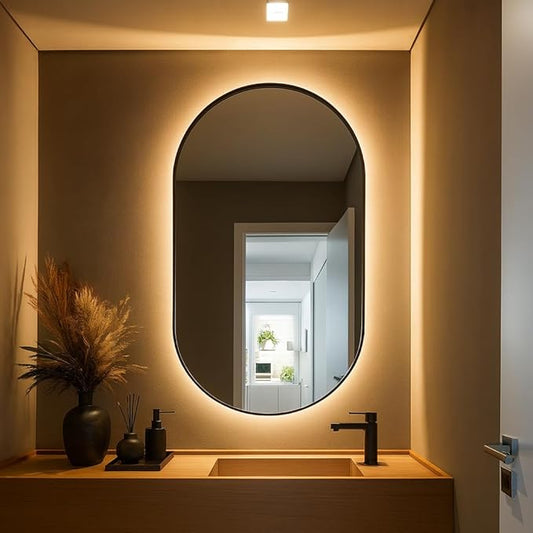espelho oval com Led